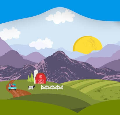 Illustration of the Green Valley Organics Farm