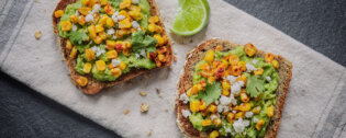 Avocado Toast with Blackened Corn & Queso Fresco