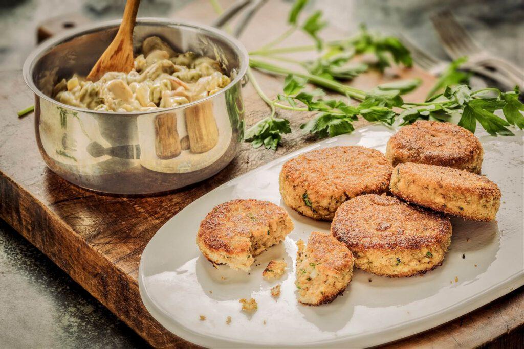 Creamed peas mushrooms w PanFried cc
