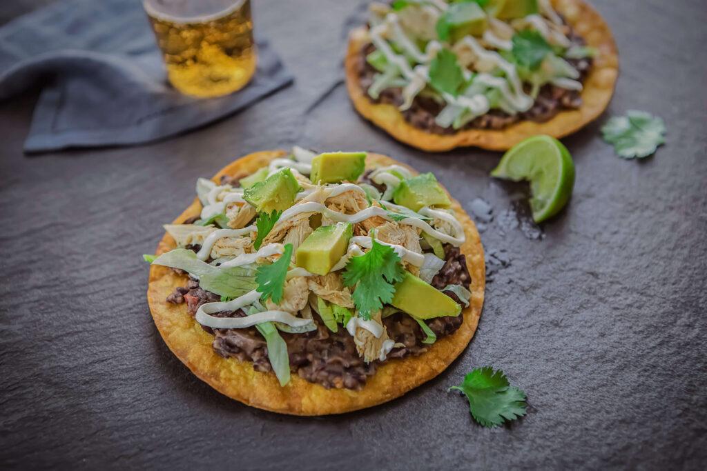 Easy black bean chicaken tostadas cc