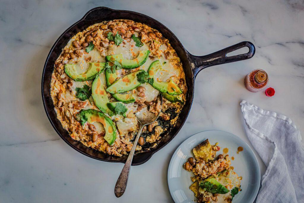Pinto bean chilaquiles cc