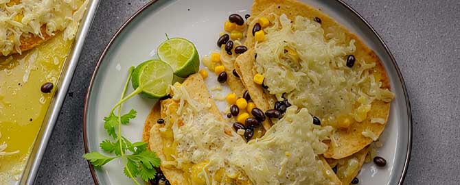 Black Bean Corn Stacked Enchiladas Verde