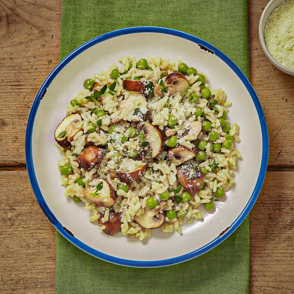 Mushroom pea quick Risotto cc