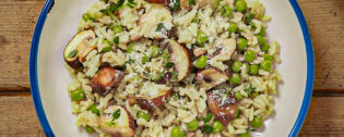 Mushroom & Pea Quick Risotto