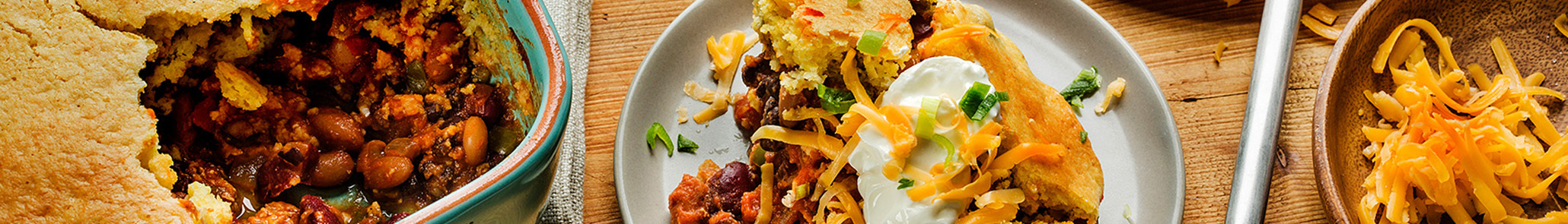 Two Bean Turkey Chili Tamale Pie