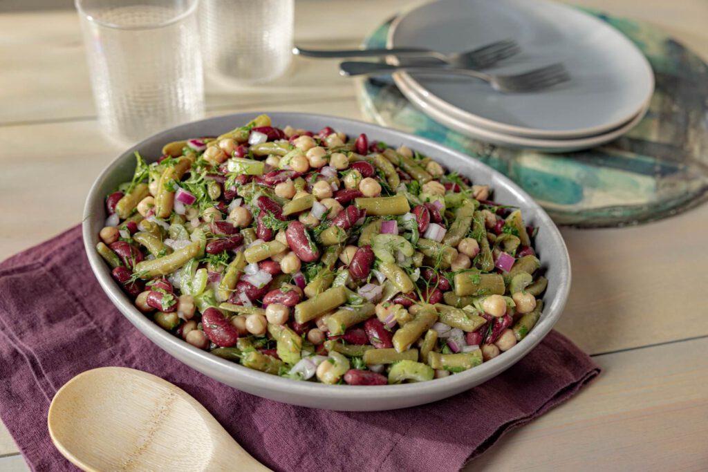Three Bean Salad made with Green Valley organic beans