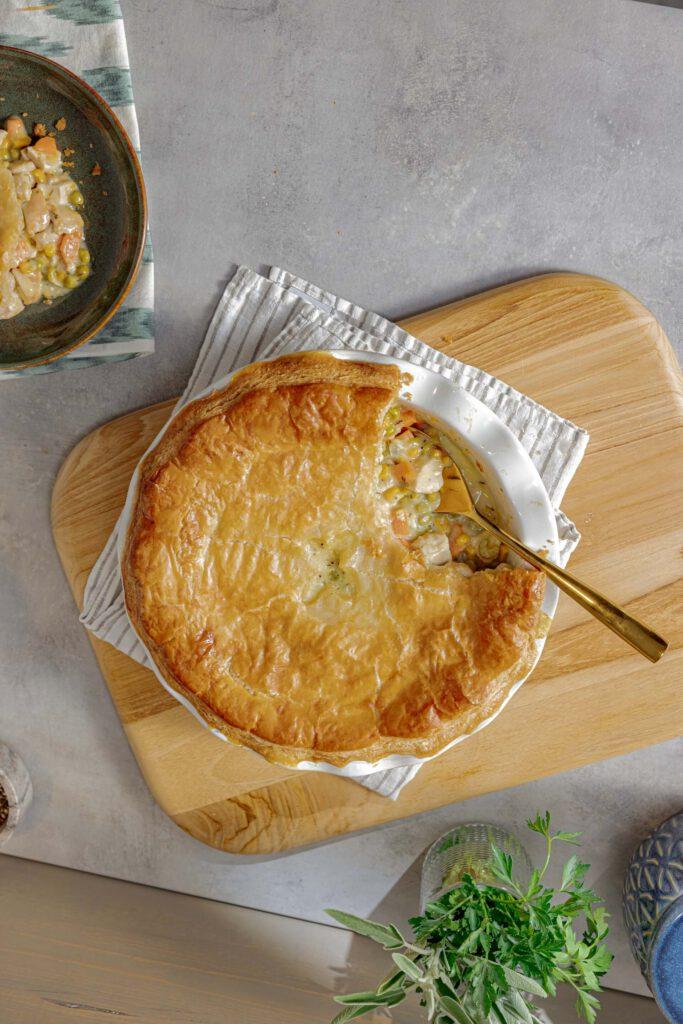 Chicken Pot Pie made with Green Valley Organic Peas and Green Valley Organic Whole Kernel Corn