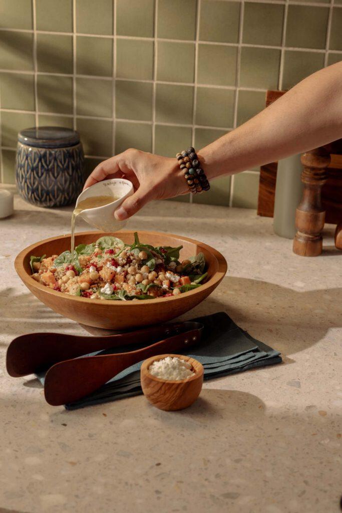 Quinoa Salad with Green Valley Organic Garbanzo Beans and Roasted Sweet Potato