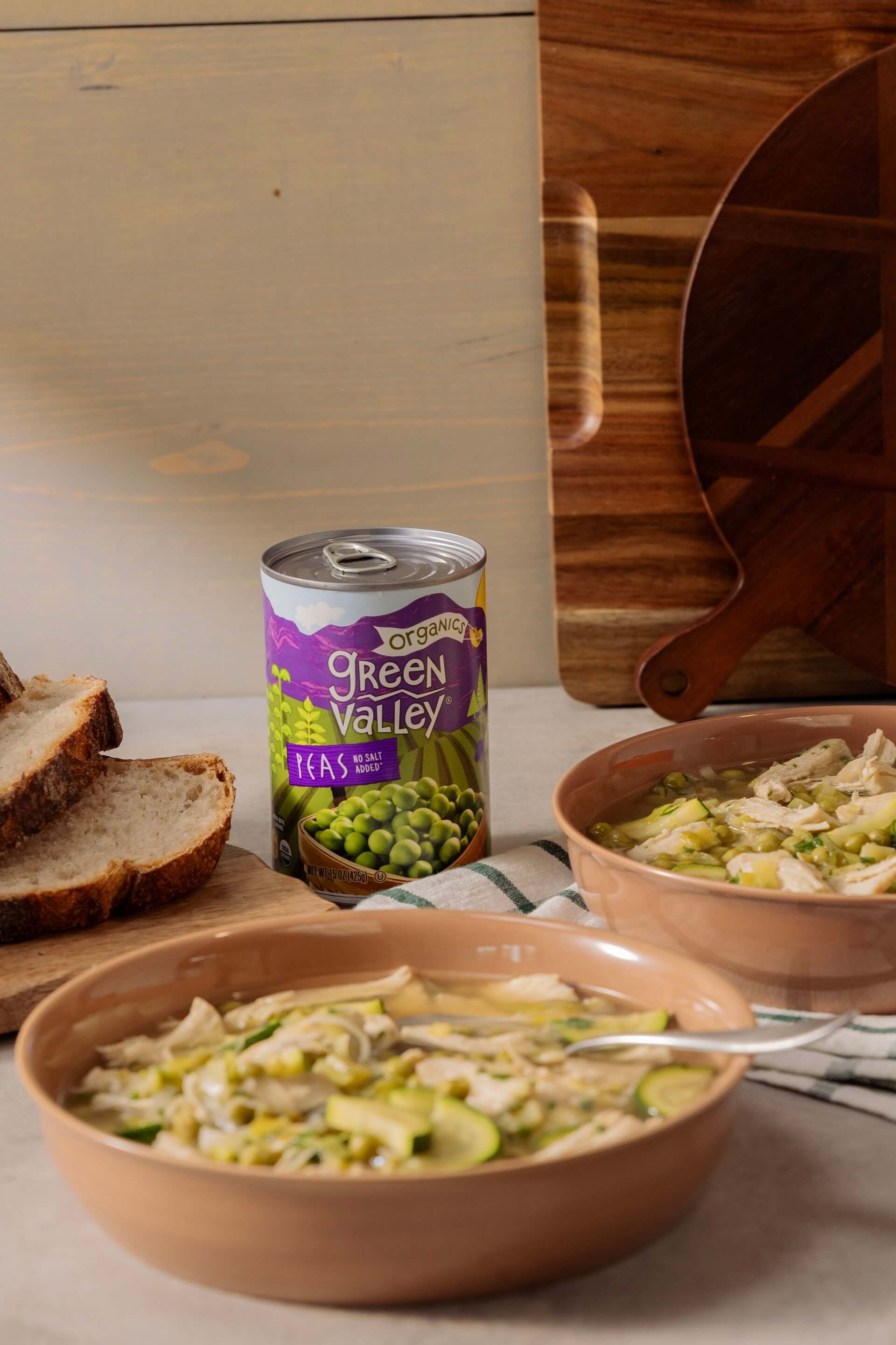Chicken Soup with Peas and Zucchini Recipe