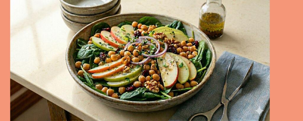 Spinach garbanzo bean apple salad