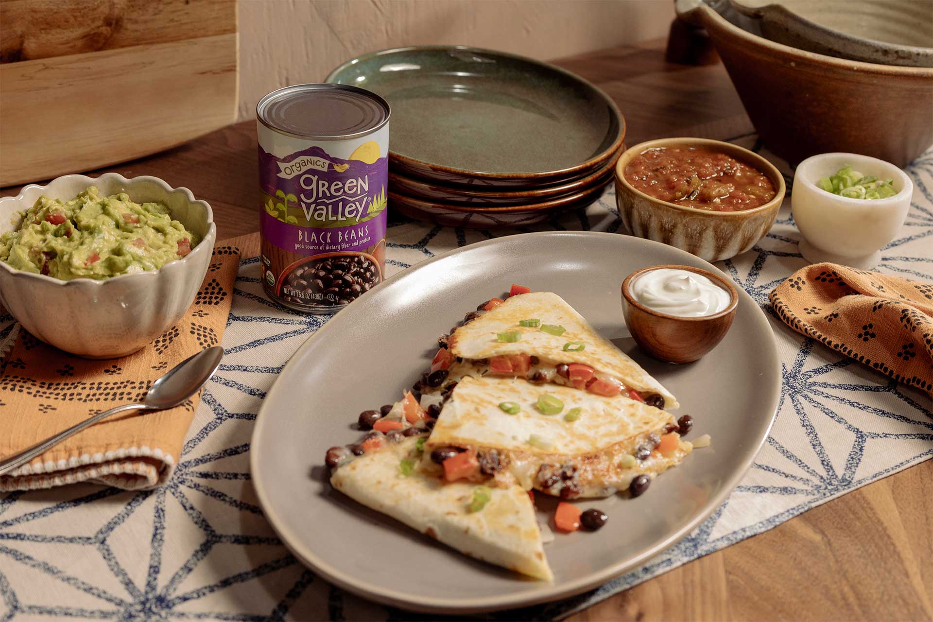 Black Bean Sheet Pan Quesadillas made with Green Valley Organic Black Beans