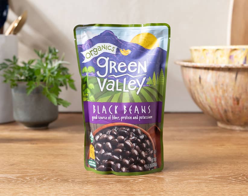 Green valley organics black beans pouch