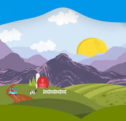 Illustration of the Green Valley Organics Farm