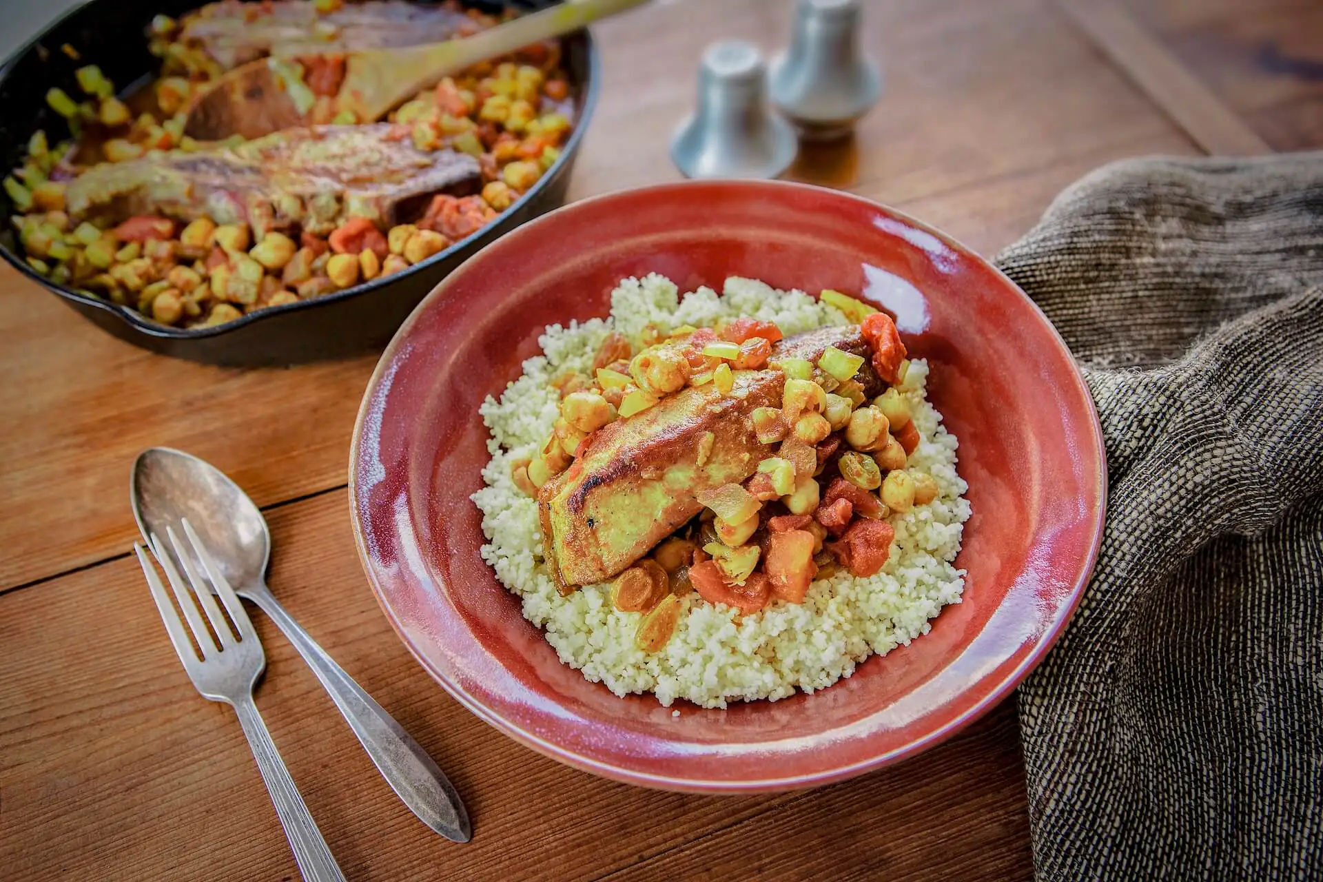 Moroccan Braised Country Pork Ribs with Garbanzo Beans