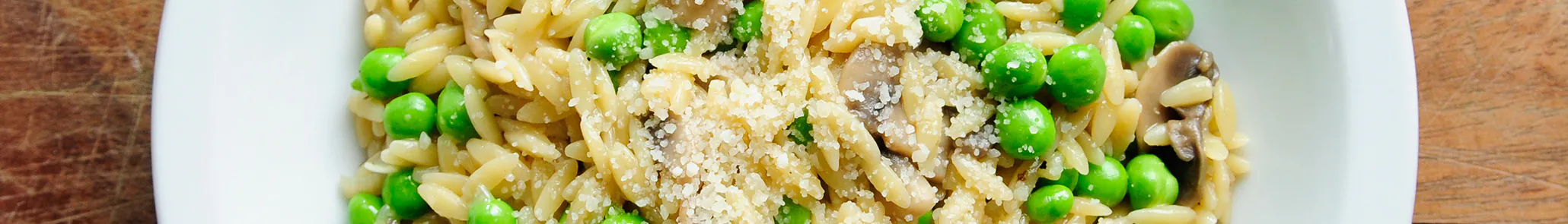 Parmesan orzo and peas