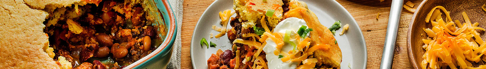 Two Bean Turkey Chili Tamale Pie